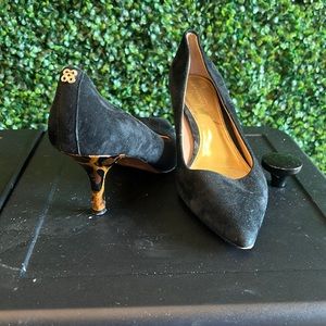 Black suede Coach Heels